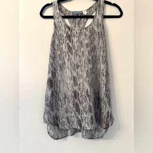 Acrobat large gray and brown snakeskin print racer back 100% silk tank